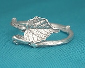 Grape Leaf Ring Silver Natural Bypass Adjustable