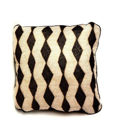 African Wax Print Cushion - Throw Pillow (Pharoah Black)