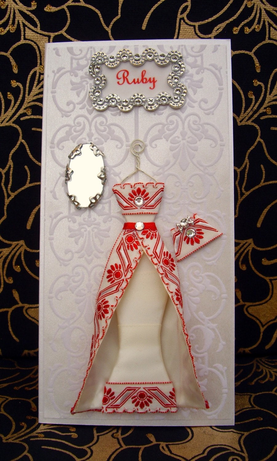 Ruby Personalised Dress Card / Handmade Greeting Card