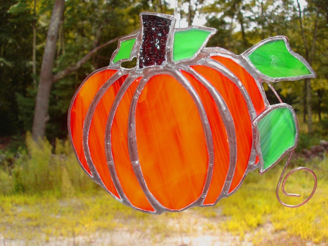 Pumpkin, stained glass suncatcher