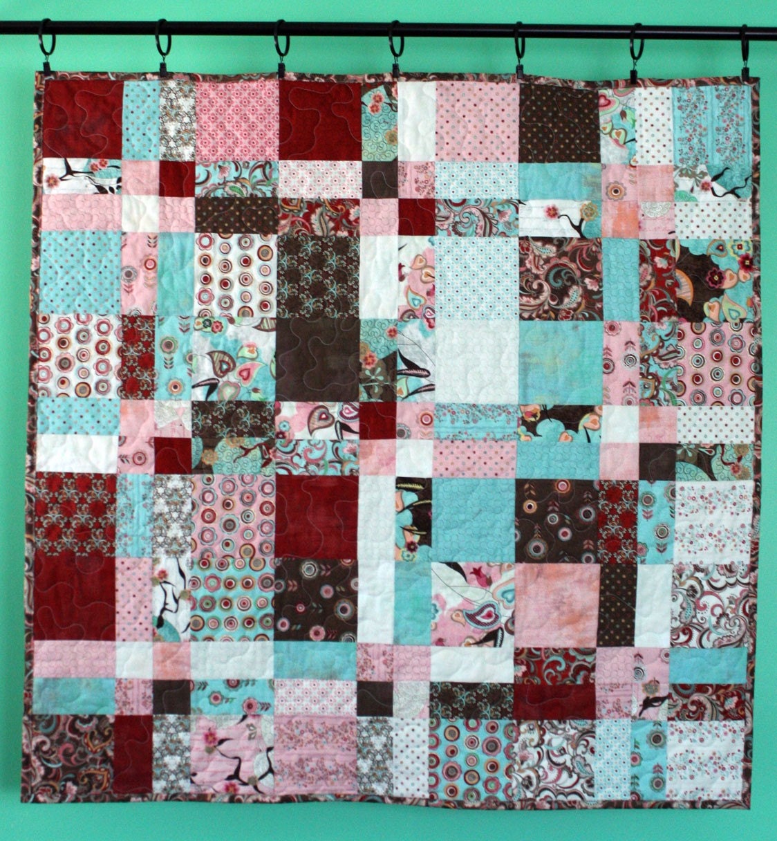 blush baby quilt - - double dutch floral baby crib or wall hanging quilt