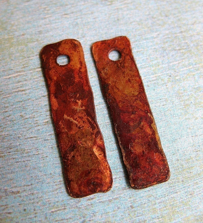 Ember Rectangles - Patinated Copper Charms