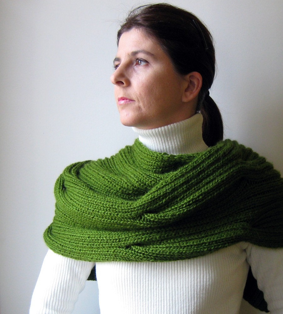 Olive Green Waves Scarf