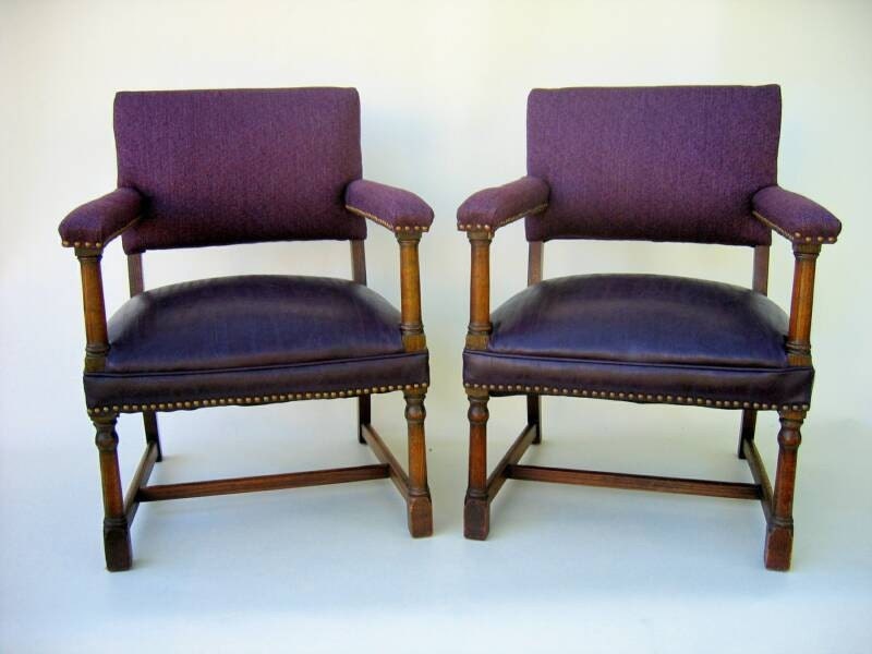 Pair of Vintage Walnut Office Chairs