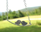 Lovebirds Twittering On A Branch Necklace