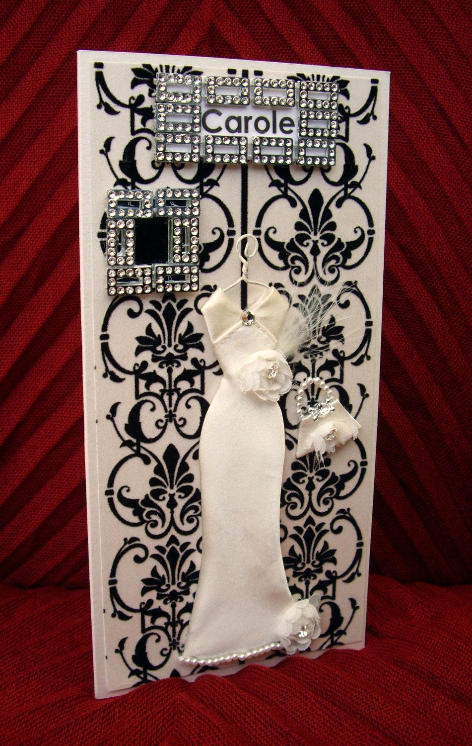 Carole Personalised Art Deco Dress Card / Handmade Greeting Card