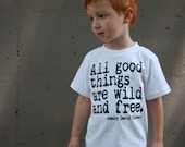 NEW - All Good Things Are Wild And Free Nerdy Book Worm T-Shirt