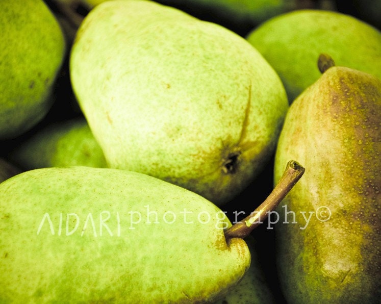 Pears
 - 8x10 Fine Art Photography, Fruit, Kitchen, Green, Vintage