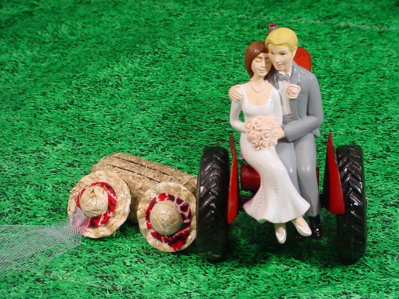 Red Tractor Farm County Rustic Wedding Cake Custom Topper-Style7