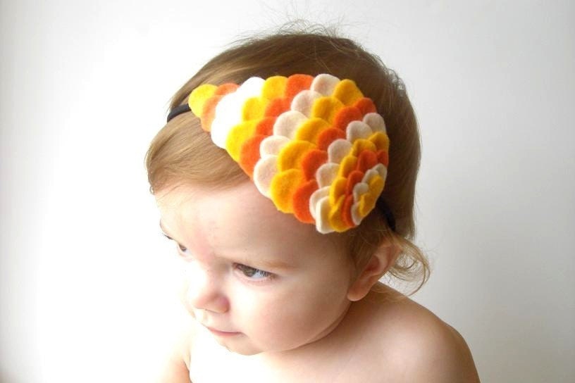 Woodland Owl Wing Headband - Candy Corn - Made to order