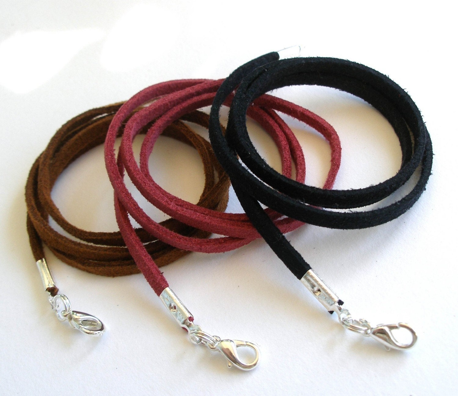 100 - Faux Suede Cord Necklaces - Any Length, 5 Colors - Use w/Aanraku Bails Scrabble/Glass tile Pendants - Handmade in USA