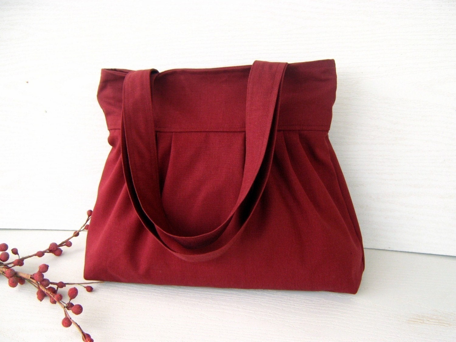 Burgundy Canvas --everyday purse-- --top ZIPPERED CLOSURE with double straps--