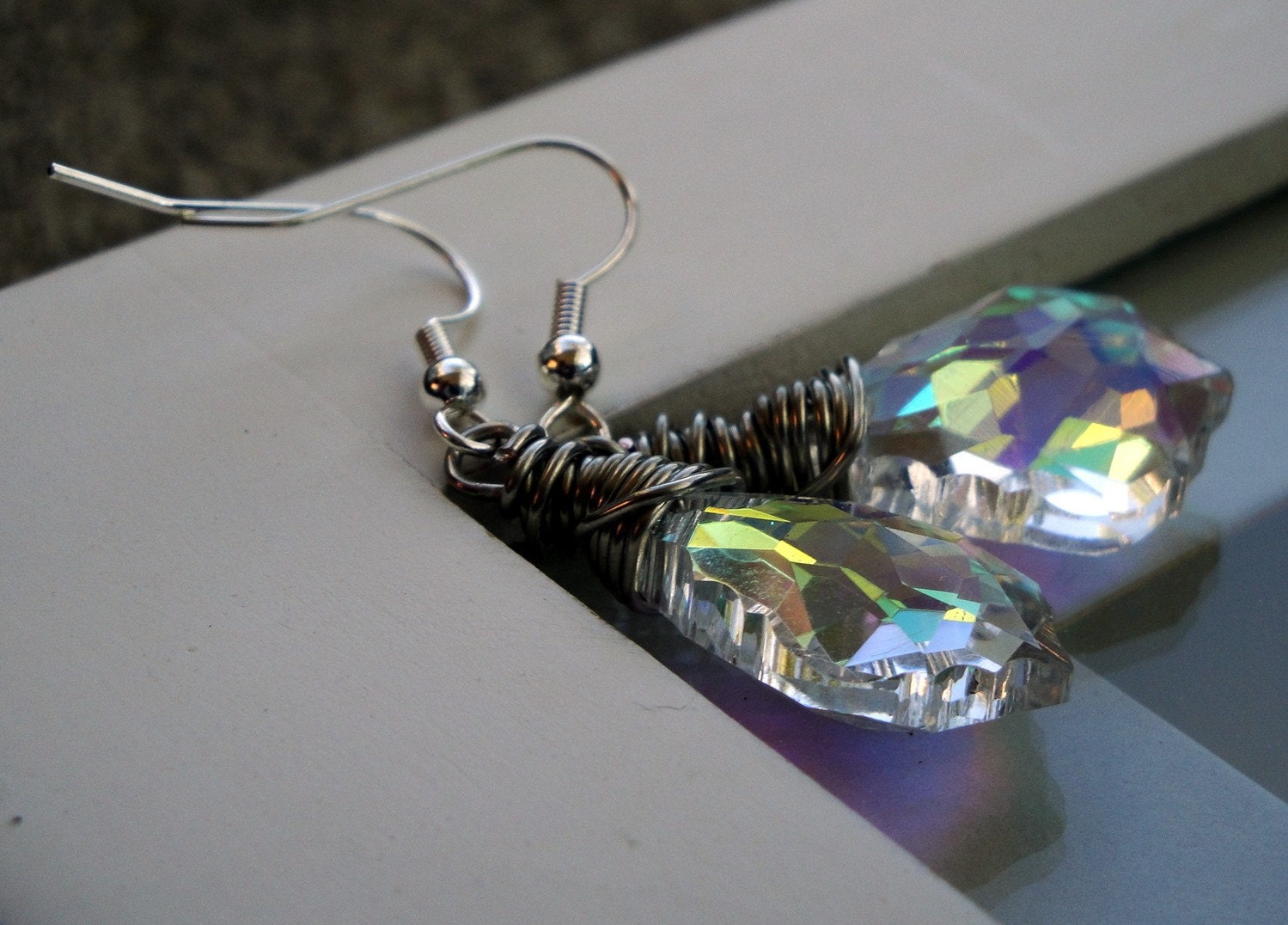 ON SALE Wire Wrapped Swarovski Crystal Baroque Earrings