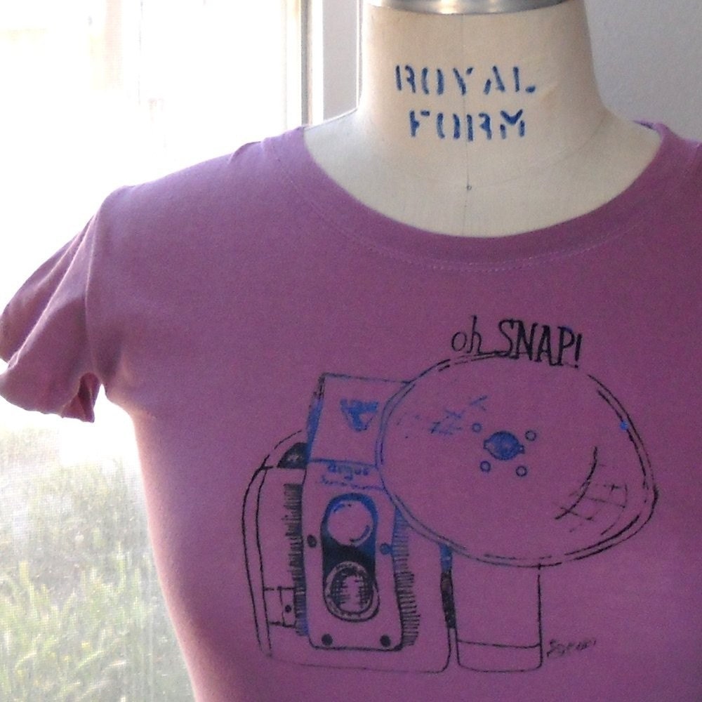 Oh Snap camera tee hand dyed and printed choose your size and color