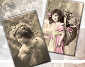 Victorian and edwardian Vintage children digital collage sheet 2x3 inches rectangles Download Vol. 2 (123) Buy 3 - get 1 free