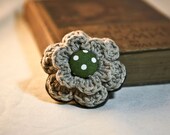 Natural Cotton Crochet Brooch and Barrette no. 4