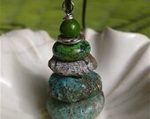 Natural Turquoise Cairn Pendant with Sterling