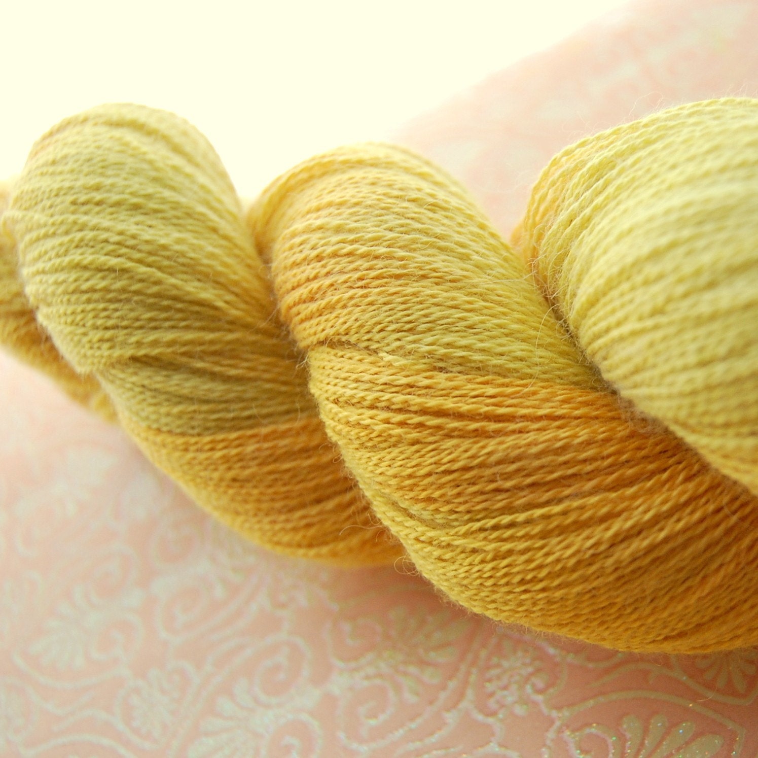 Yellow Mellow Luxury Baby Alpaca / Silk Hand Painted Lace Yarn