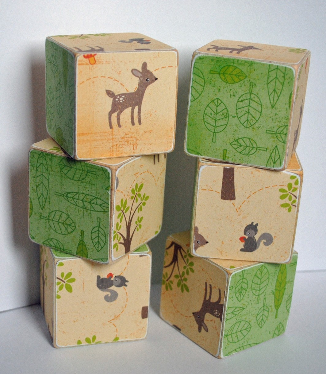 Woodland Whimsy Childrens Wooden Toy and Decor Blocks