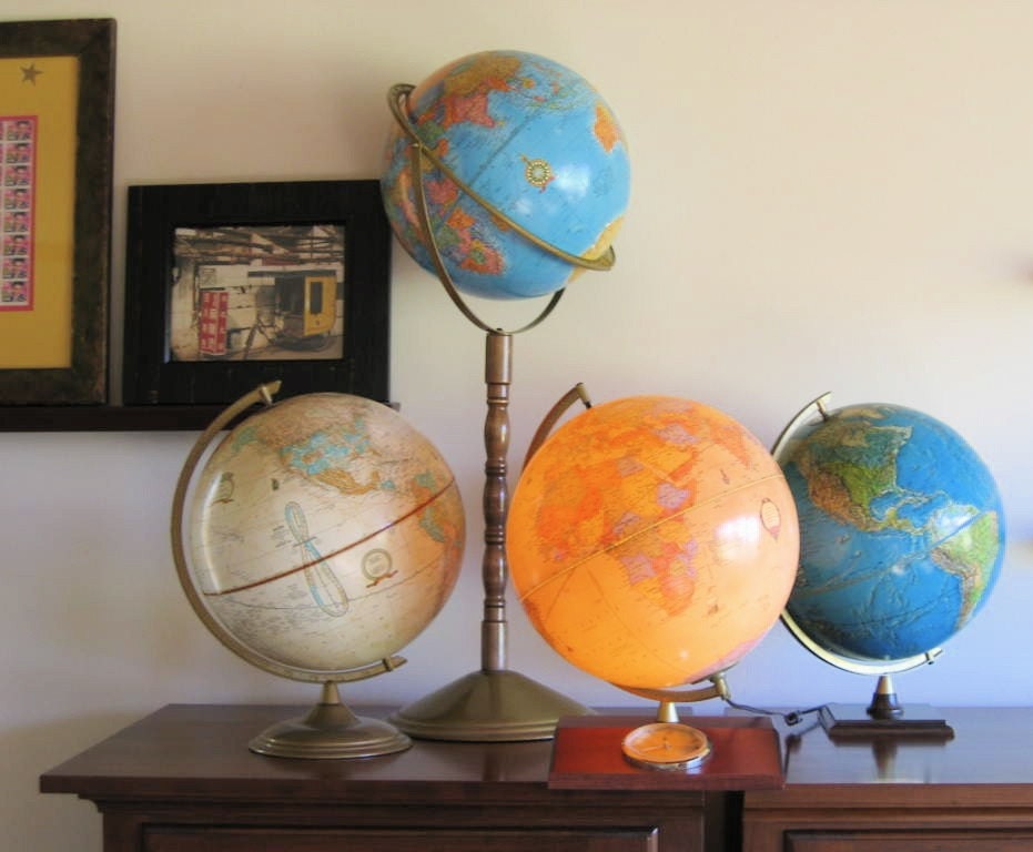 vintage Crams Imperial world globe on tall wood stand