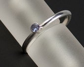 Silver Stacking Ring with 3mm Faceted Tanzanite - FREE SHIPPING