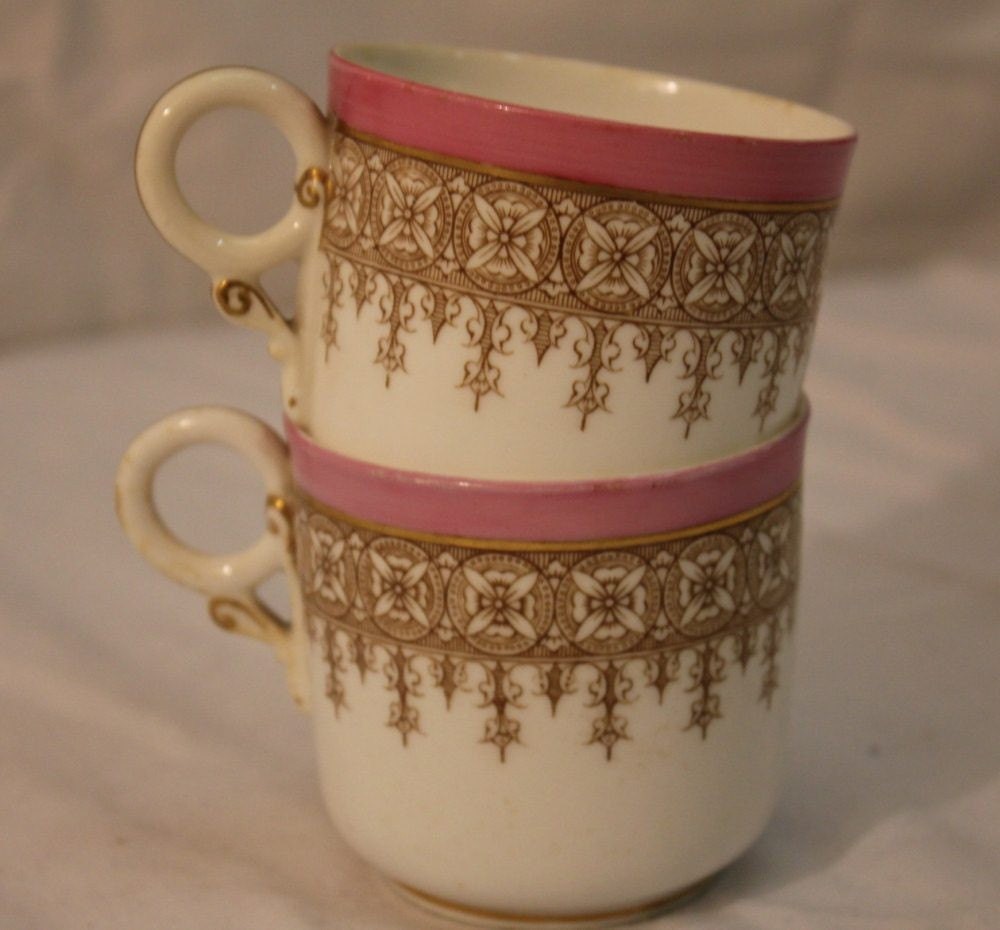 2 
1960s Vintage Teacups - Pink, Cream, and Gold