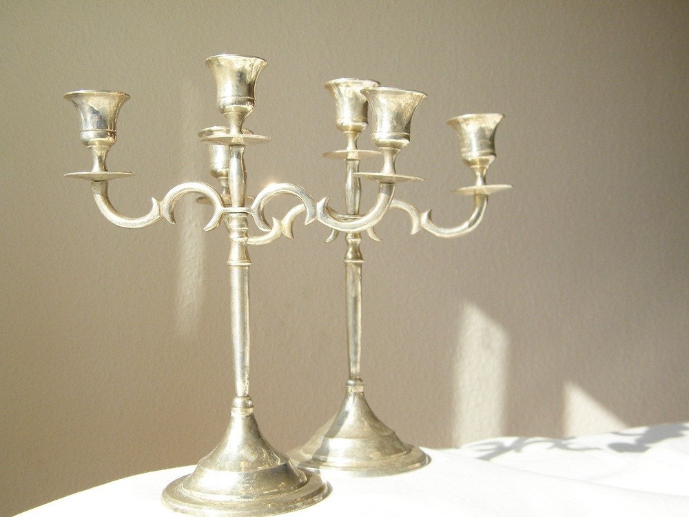 two french vintage silverplated candelabras