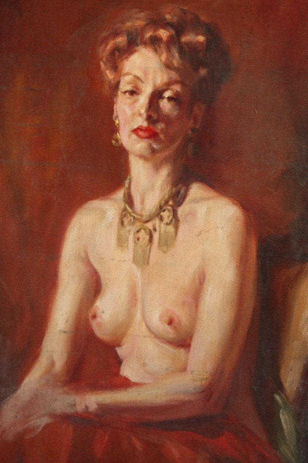 Antique French Nude Student Study Painting 1 of 6