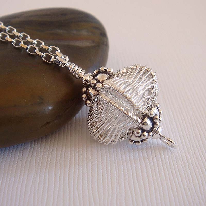 Arabian Lantern wire wrapped Necklace in sterling silver