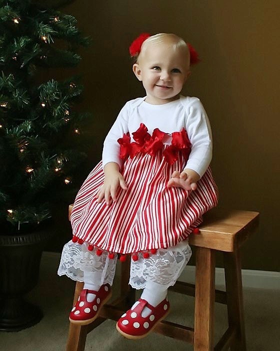 Candy Cane Stripe Christmas Dress Custom Newborn to 4T