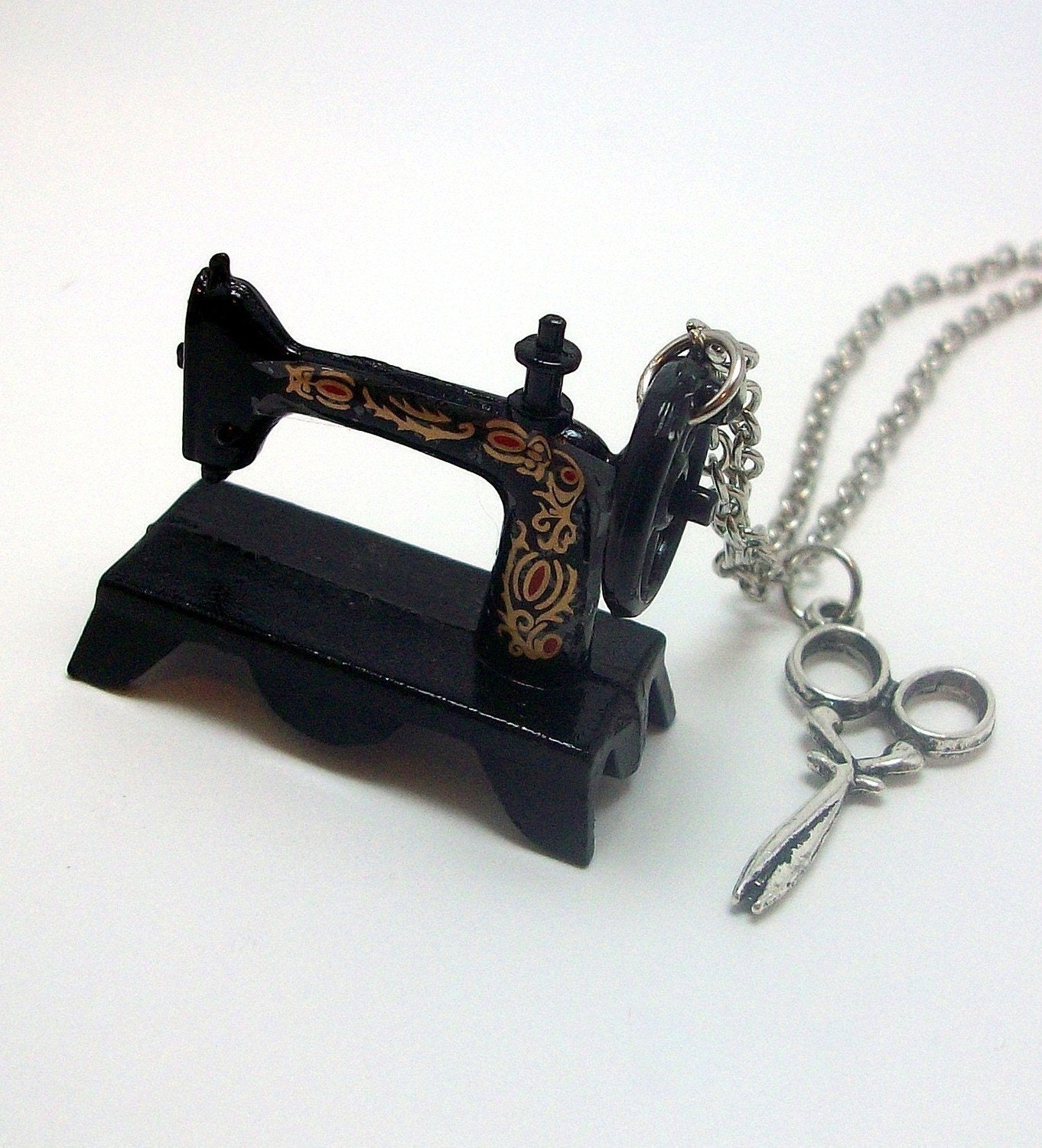 Sewing Machine and Scissors Necklace - FREE Shipping