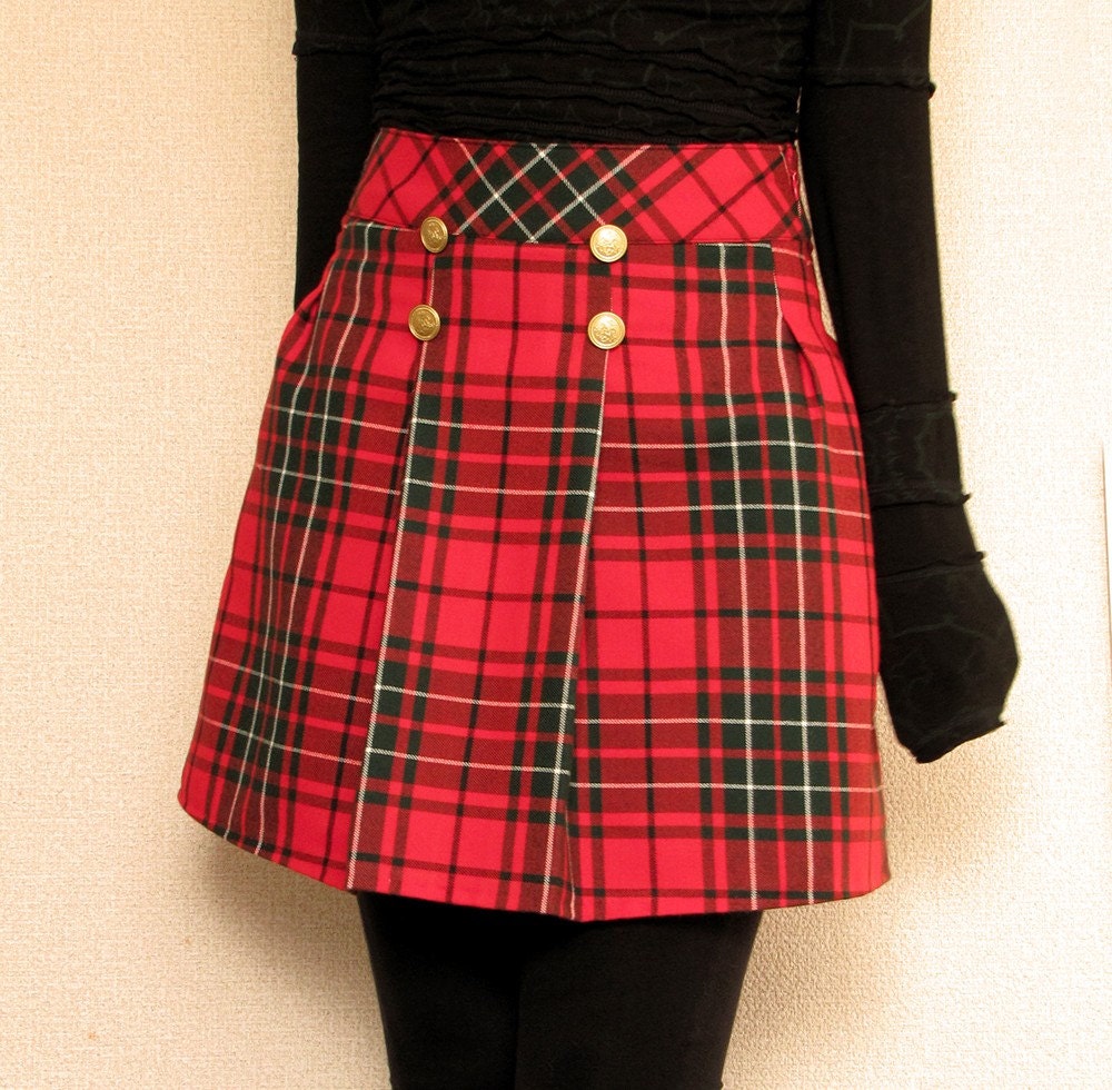 Red Tartan Plaid Skirt