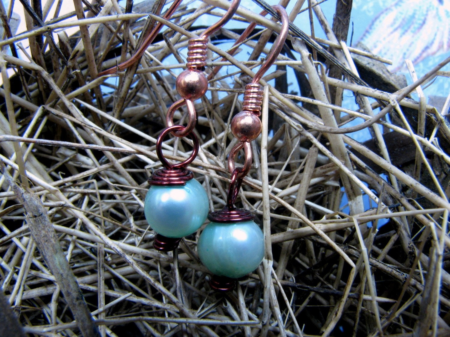 Robin's Egg Pearl Earrings (CUSTOM pearl colors and wire color)