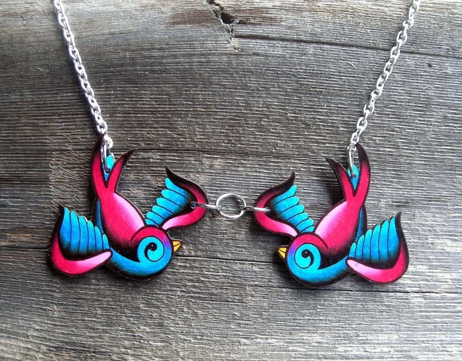 Happy Swallows Tattoo Necklace