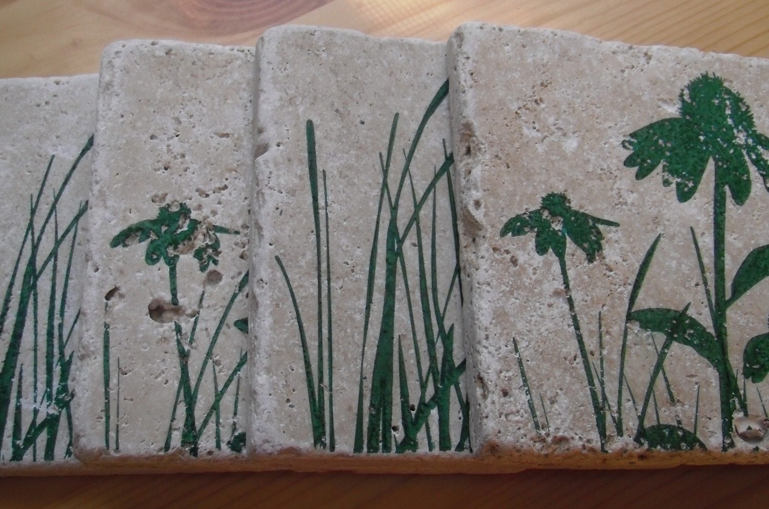 Set of 4 Green Grass Coasters