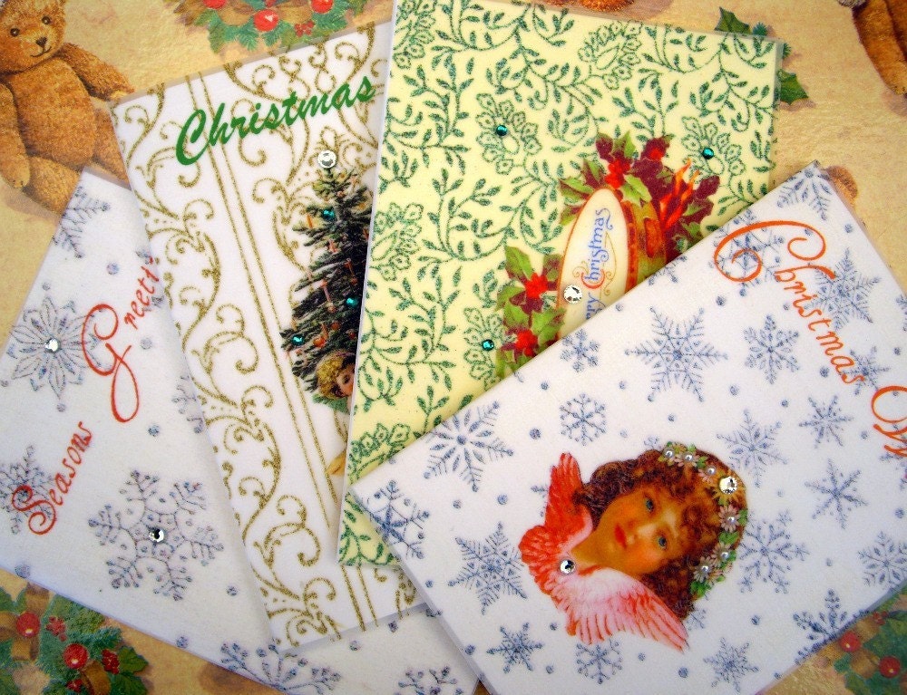 SALE Christmas Card Collection / Assortment Set of 4 / Handmade Greeting Cards