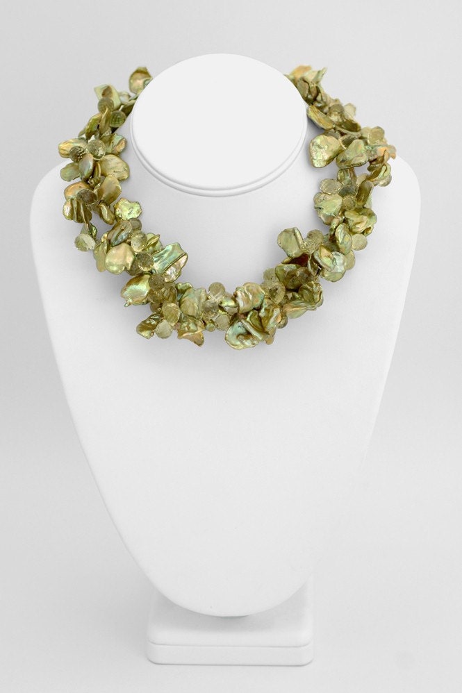 Iridescent Sage Green Holiday Necklace