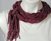 The Soba Scarf in Dusky Red and Charcoal