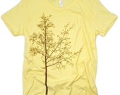 Tree Silhouette Lemon Yellow Graphic Nature Tee Shirt