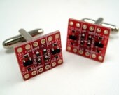 LEVEL red circuit board cufflinks