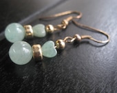 Cute Jade Earrings with Hearts and Gold Tone FREE Priority SHIPPING w Tracking
