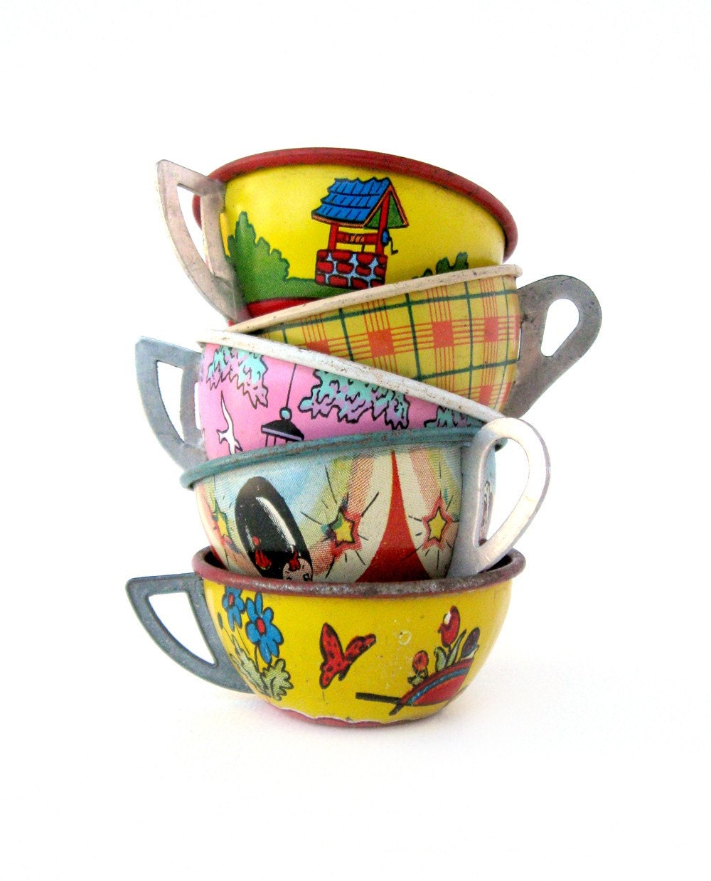 An Instant COLLECTION of TIN TEACUPS - Set of 5