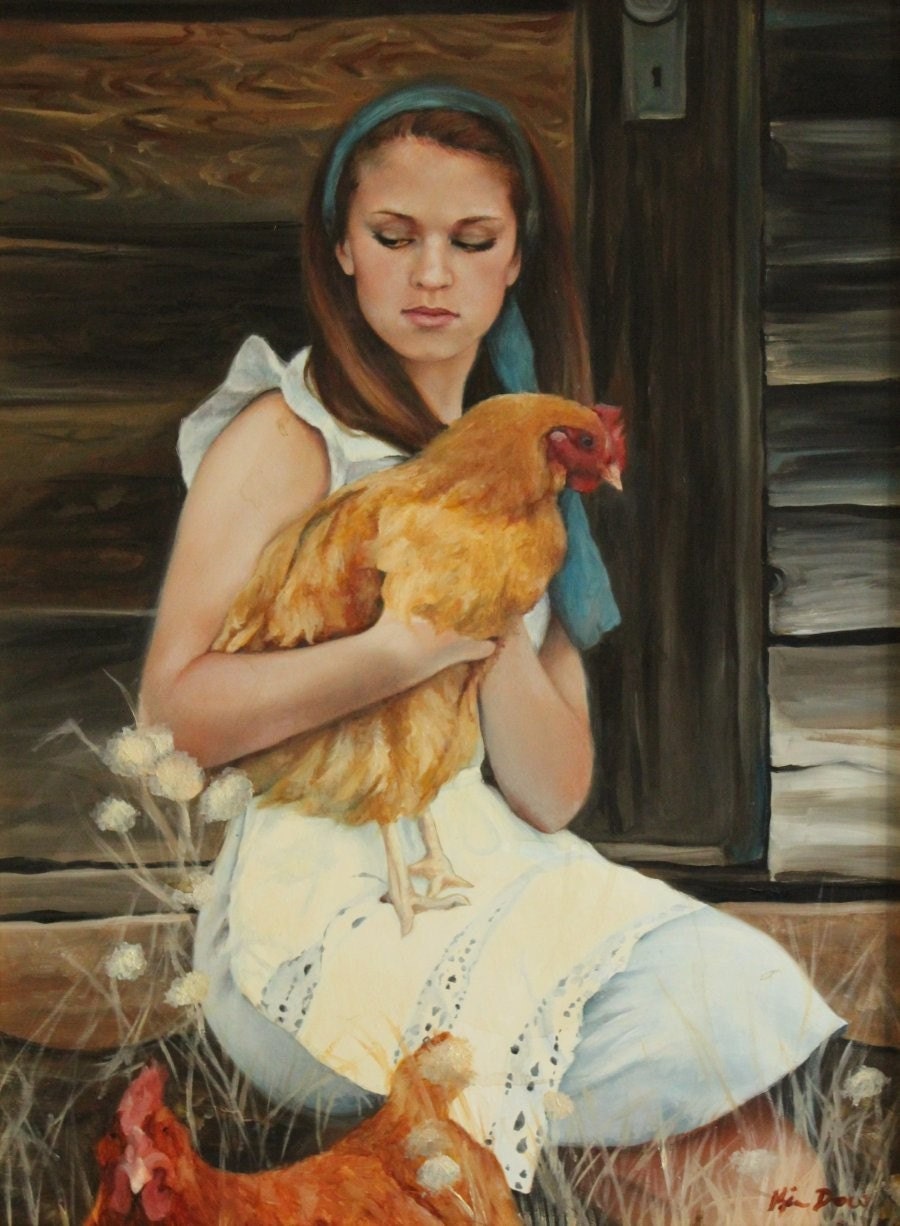 Pecking Order original oil painting by Kimberly Dow
