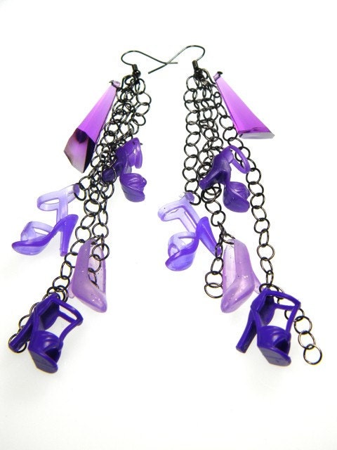 Long Elegant Purple Barbie Shoe Earrings - Stella Earrings