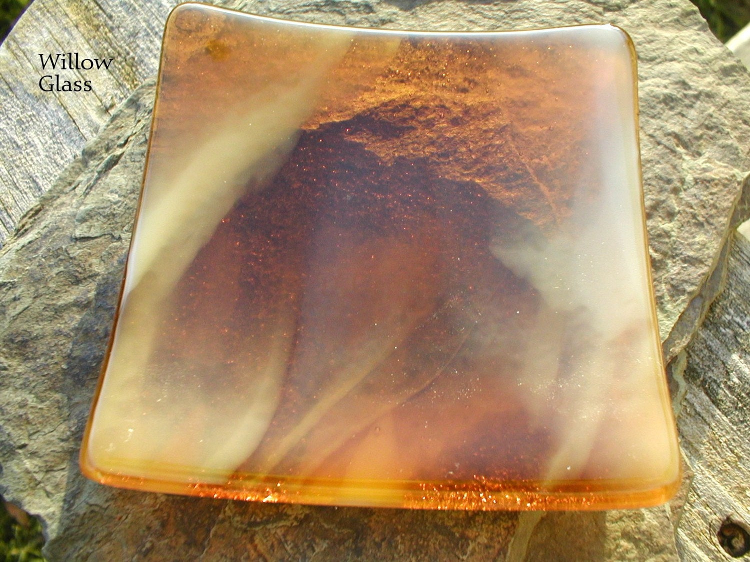 BIT O HONEY Fused Glass Jewelry Tray or Candy Dish