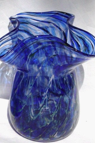Blue Spiral Handkerchief Vase
