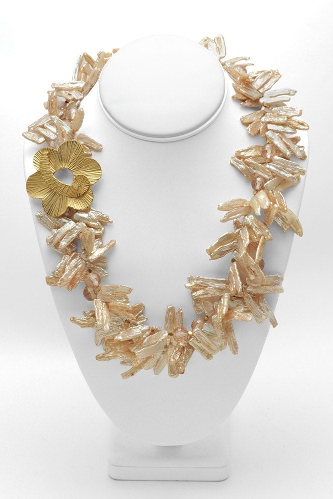 Champagne Iridescent Floral Necklace