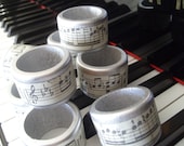 Music napkin rings, set of 8, in black, silver or NEW shabby chic cream color
