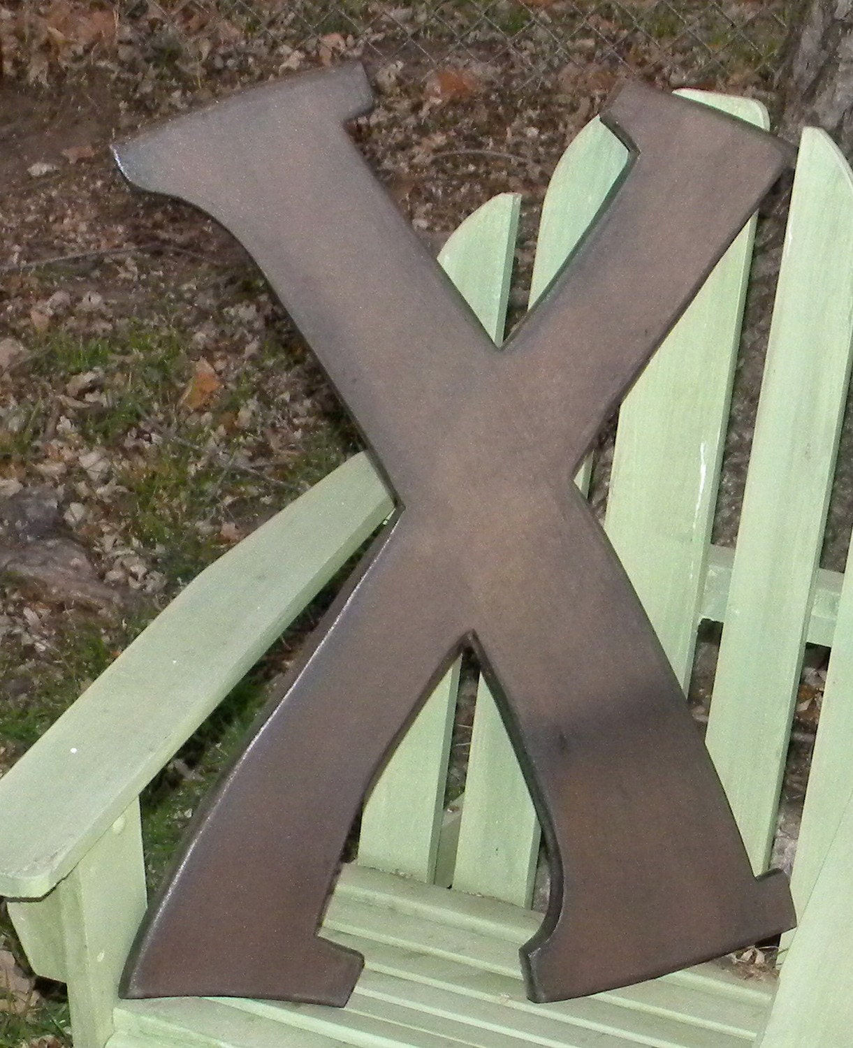 Custom wooden letter "X" painted chocolate brown wood 24 inches tall Font Style 6