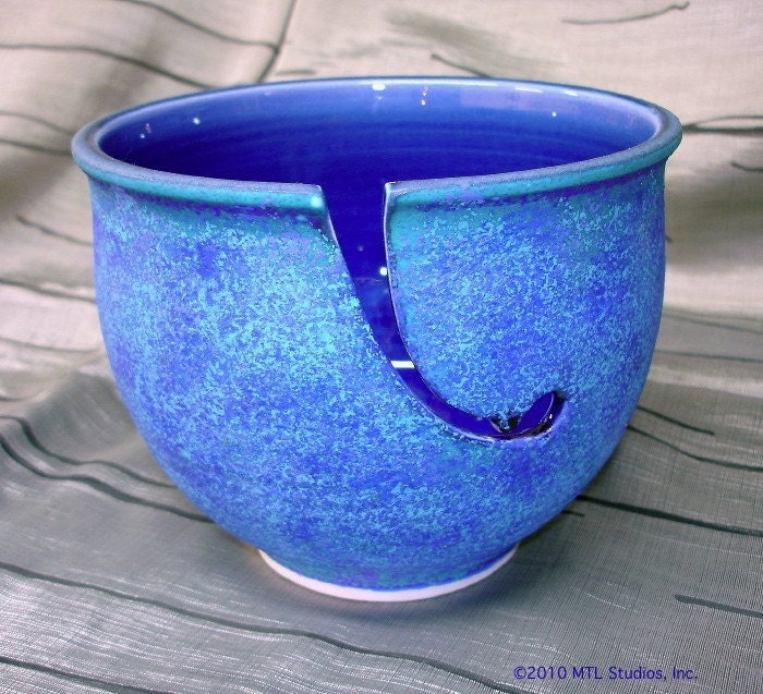 Amethyst Purple Velvet Yarn Bowl / Handmade Ceramics / DIY Knit a Springtime Wool Sweater / Blue Home Decor /